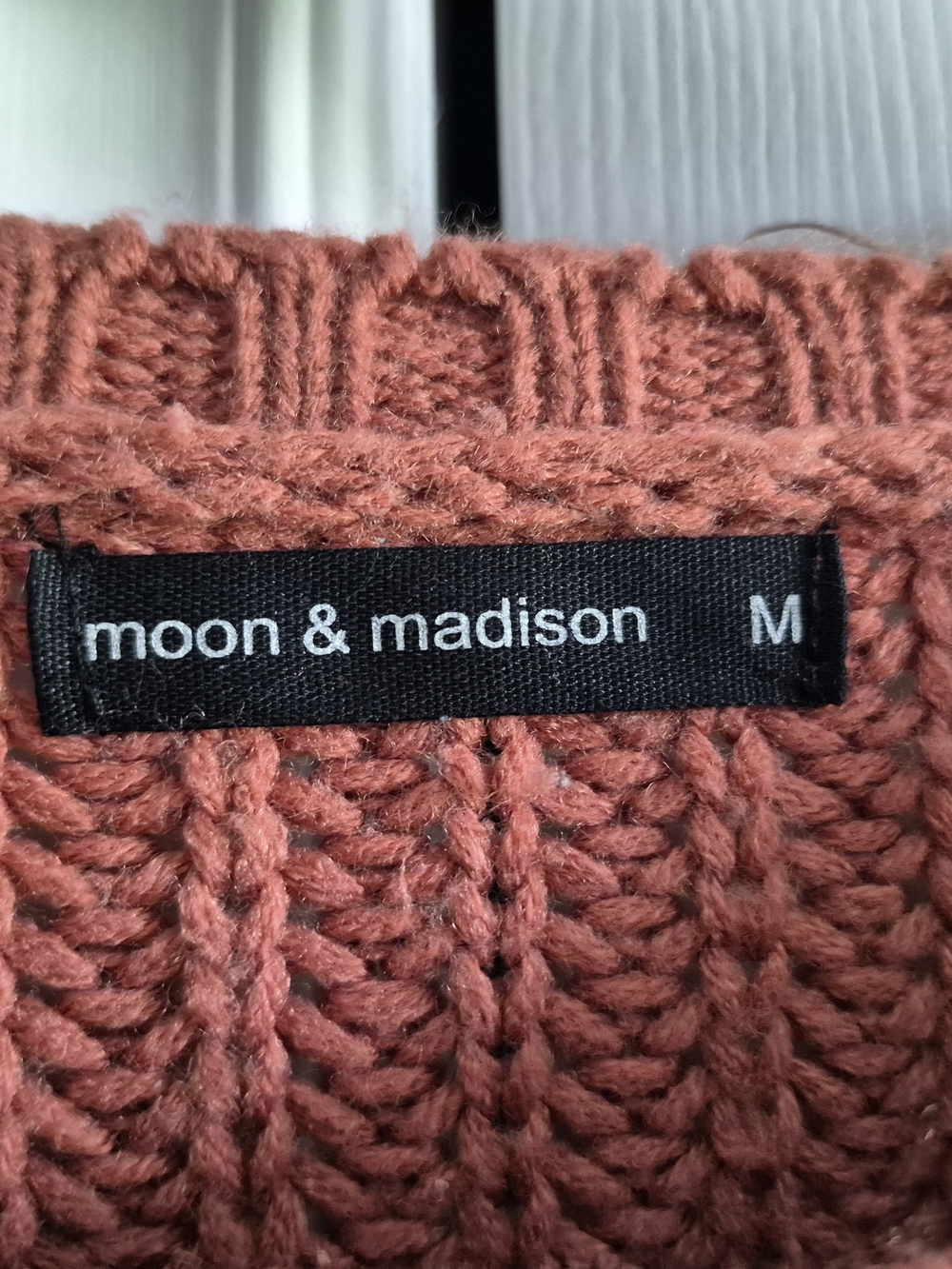 moon & madison Pom-Pom Sleeve Crew Sweater - Rust - Picture 2 of 2